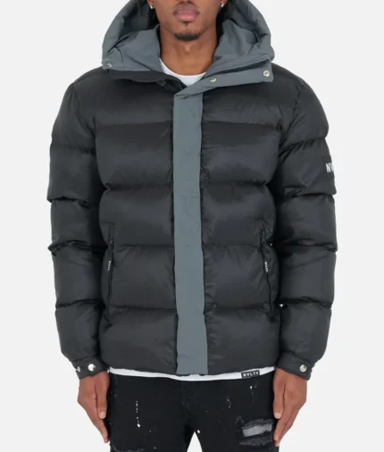 Nvlty Center Tone Puffer Jacket Black Charcoal Grey (1)