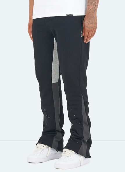 Nvlty Vintage Flare Paint Joggers Black (2)